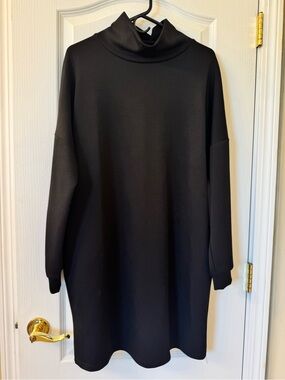 P. CILL Butter Modal Mock Neck Long Sleeve Mini Dress Black Size Medium